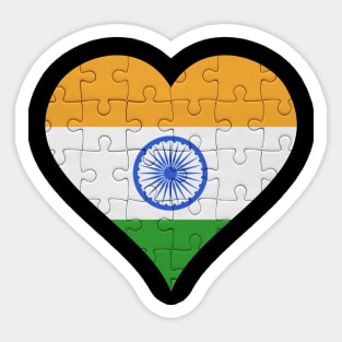 Indian Jigsaw Puzzle Heart Design - Gift for Indian With India Roots Sticker